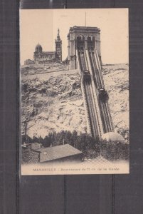 FRANCE, MARSEILLE, FUNICULAR RAILWAY TO NOTRE DAME de la GARDE, c1920 ppc cachet