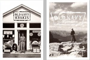 2~4X6 REPRO Postcards OLD NAVY Advertising KHAKIS/Gas Station & CLOTHING/Cowboy