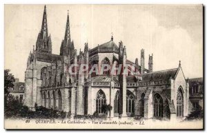 Old Postcard The Cathedral View of Quimper Together