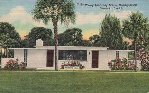 Linen Postcard Rotary Club Boy Scouts Headquarters Sarasota FL 1940s