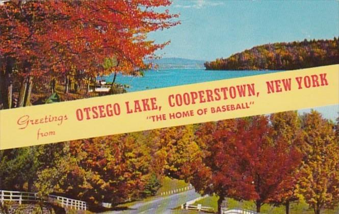 New York Cooperstown Greetings From Otsego Lake 1962
