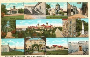 Vintage Postcard Eleven of the Principal Views of St. Augustine Florida FL