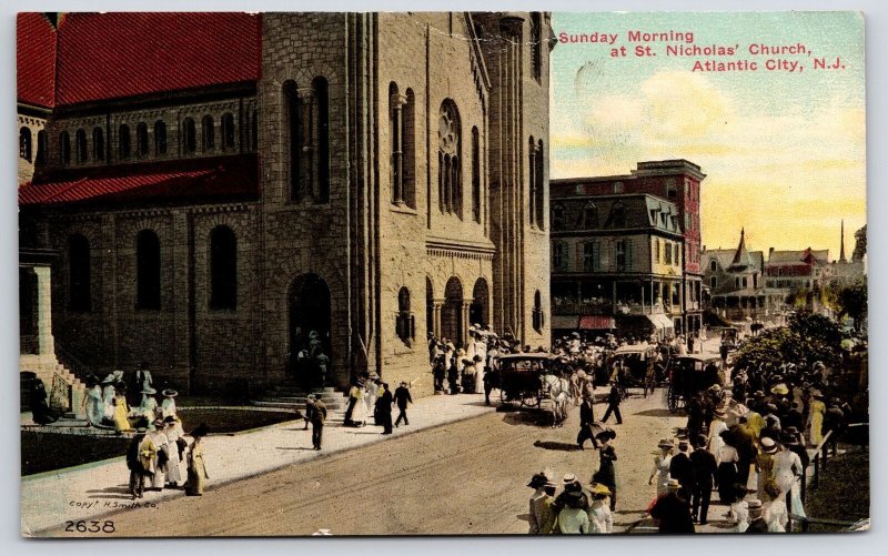 Sunday Morning At Saint Nicholas Church Atlantic City New Jersey NJ Postcard