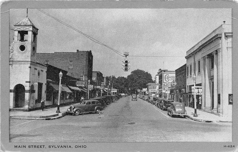 F41/ Sylvania Ohio Postcard c1940s Main Street Stores 