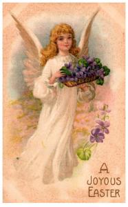 Easter,  Angels praying , basket of flowers