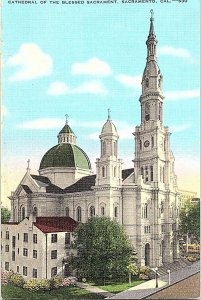 Postcard Cathedral of Blessed Sacrament Sacramento CA Vintage Standard View Card