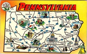 Postcard MAP SCENE Lancaster Pennsylvania PA AN1188