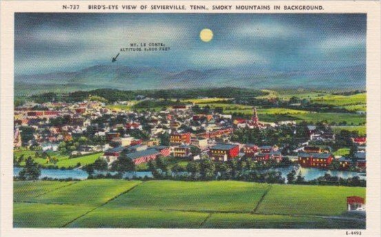 Tennessee BIrds Eye View Of Sevierville At Night With Great Smoky Mountains I...