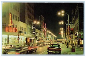 c1950's West State Street Looking East Osco Drug Store Cars Rockford IL Postcard