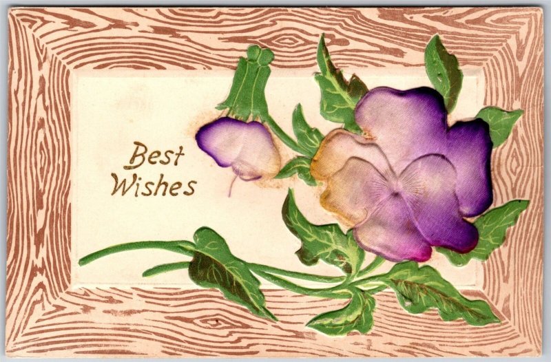 Best Wishes Flower Embossed Framed Greetings & Wishes Card Postcard