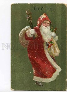 279824 CHRISTMAS X-mas SANTA CLAUS w/ TOYS vintage EMBOSSED PC