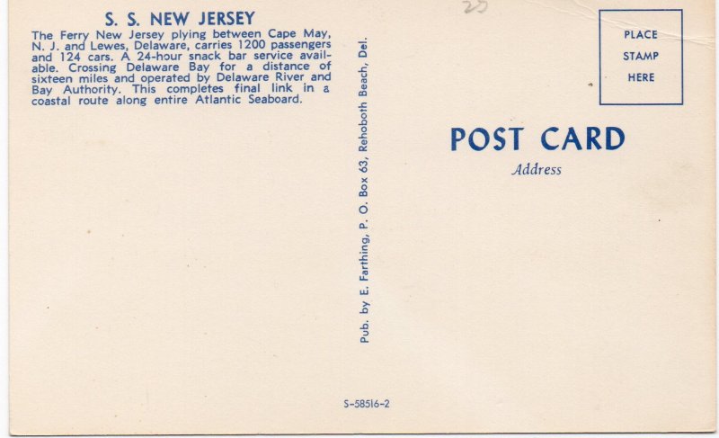 13107 S.S. New Jersey, Cape May - Lewes Ferry 1970