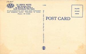 1940s La Siesta Motel Sacramento California roadside Kim Color Cards 12103