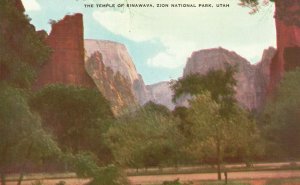 Vintage Postcard Temple of Sinawava Chamber  Attraction Zion National Park Utah