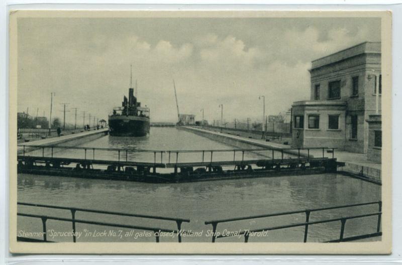 Steamer Sprucebay Lock 7 Welland Ship Canada Ontario Canada postcard