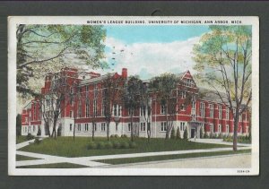 1937 Post Card Ann Arbor Mi Womens League Building at University Of Michigan