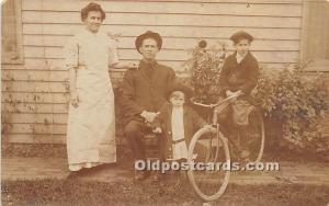 Family with bicycle Real Photo Bicycle Unused 