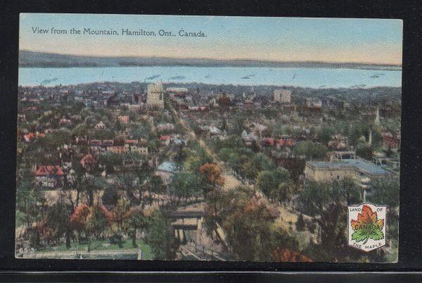 Hamilton Ontario colour PC view from Mountain, unused