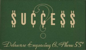 Wilmington? SUCCESS Delaware Engraving Co Advertising Postal Card