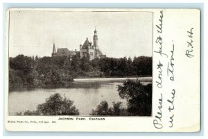 1906 Chicago IL, River and Building View from Jackson Park Chicago Postcard 