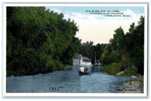 c1910 Old River Willows Chicago Club Grounds River Charlevoix Michigan Postcard