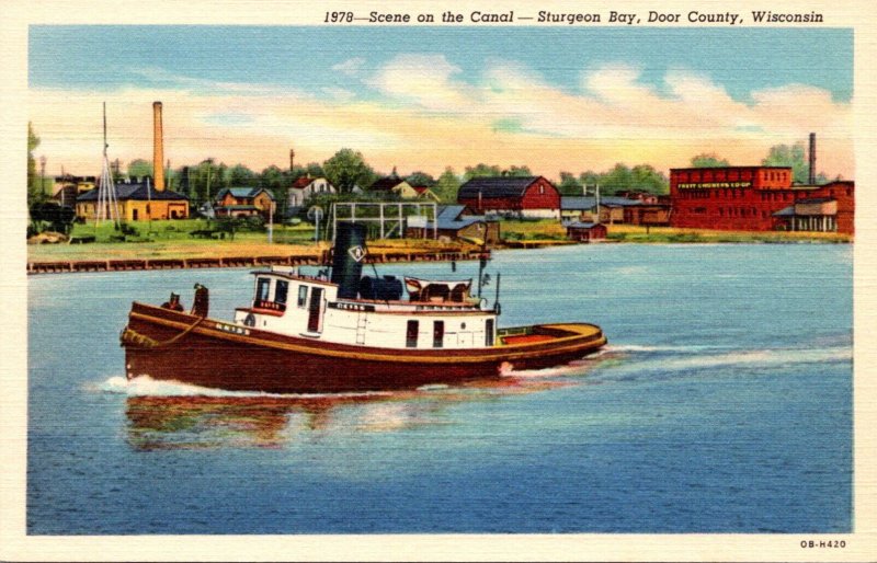 Wisconsin Door County Sturgeon Bay Tugboat On The Canal Curteich