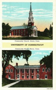 Vintage Postcard 1949 Community Church And House University Of Connecticut CT