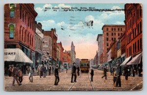 1920 Butte, Montana Main Street North View Streetcar Vintage Postcard Keefe Bros