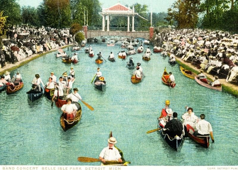 DETROIT MI, Belle Isle Park, Band Concert, Phostint Fine Vintage Postcard Z2330