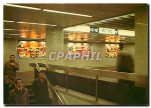 Postcard Modern Brussels Schuman Metro