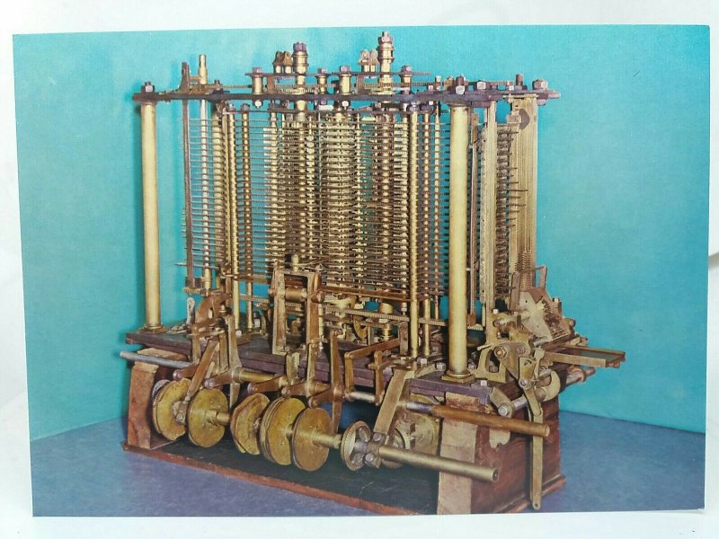 Vintage Postcard Charles Babbages Analytical Engine for Mathematical Equations