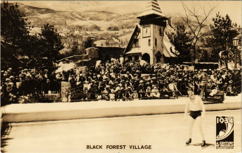 PC CPA US, ILL, CHICAGO, BLACK FOREST VILLAGE, REAL PHOTO POSTCARD (b6244)