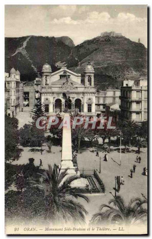 VINTAGE POSTCARD Algerie Oran Monument Sidi Brahim and the theater 
