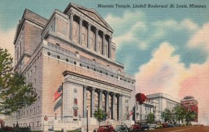 Vintage Postcard Masonic Temple Lindell Boulevard Near Hotel Melbourne St. Louis