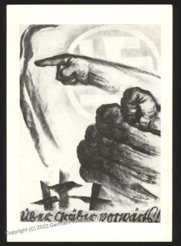 3rd Reich 1928 SA Berlin Mjoelnir Forward over the Graves Propaganda Card 107691