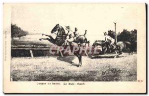 Old Postcard Horse Riding Equestrian Hurdling Bull Finish