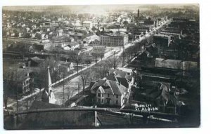 Albion MI Birdseye View Signed Bennett Photographer RPPC Postcard