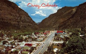OURAY, COLORADO Bird's Eye View c1960s Petley Chrome Vintage Postcard