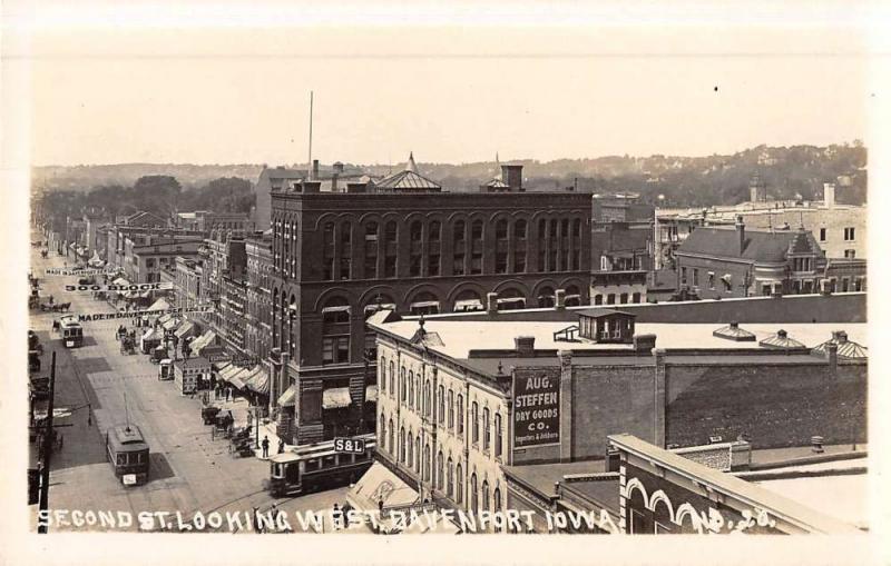 Davenport Iowa Second St Birdseye View Real Photo Antique Postcard K51999