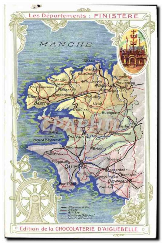 Old Postcard geographical maps of Chocolaterie & # 39Aiguebelle Finistere St ...