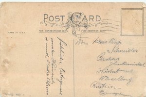 B557 Drawn children, chicken and rabbits Easter greetings vintage postcard c1923