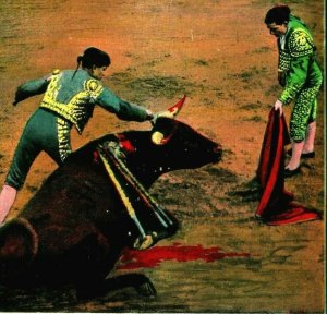 La Puntilla Mexico Bullfight Matador Bull Remington Sign UNP 1913 Vtg Postcard