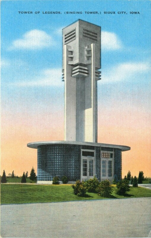 The Singing Tower Of Legends, Sioux City, Iowa Vintage Postcard