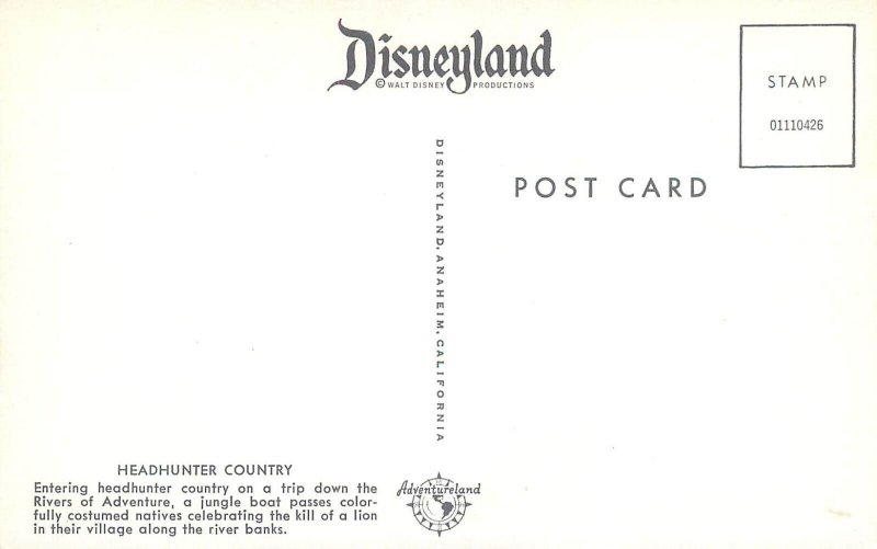 Postcard United States California Disneyland Headhunter country show