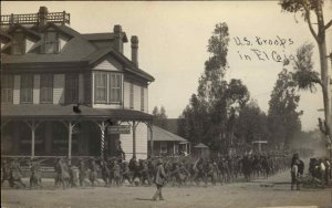 El Cajon CA US Military Troops Street Scene Storefront Real Photo Postcard