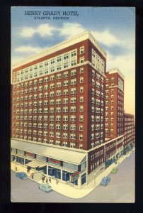 Atlanta, Georgia/GA Postcard, Henry Grady Hotel, Old Cars, 1950!