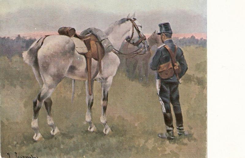 Jose Causachs. Cavalry soldier with his horse Nice Spanish Postcard 1920s