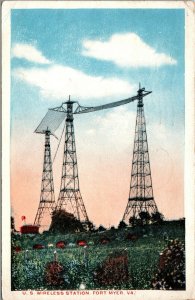 Vtg Fort Myer Virginia VA U.S. Naval Wireless Radio Station 1910s WB Postcard