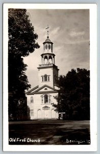 RPPC  Bennington  Vermont  Old First Church  Postcard  c1930