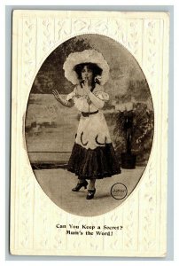 Vintage 1910 Photo Postcard - Victorian Woman Wants to Keep a Secret